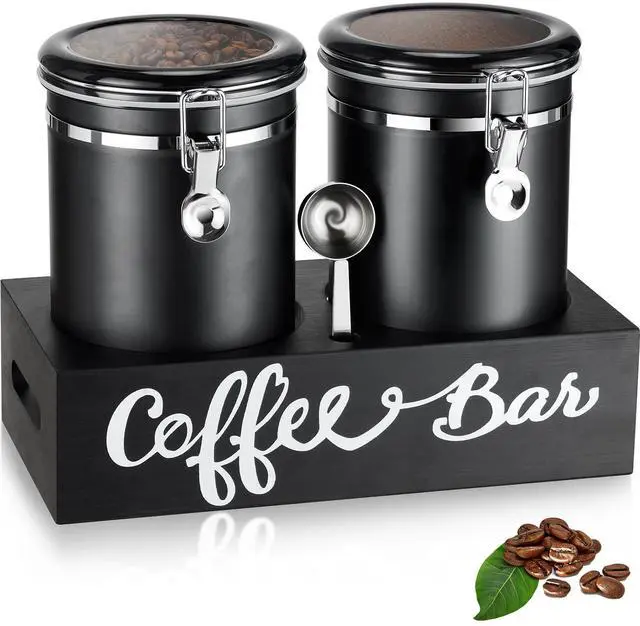Main image of 2×63OZ Stainless Steel Coffee Container with Shelf and Scoop for Coffee Bar