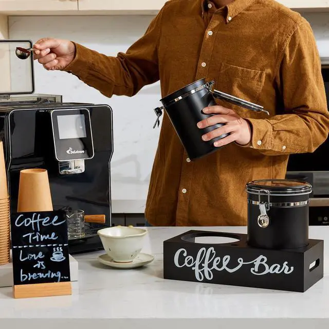 Alt view image 2 of 6 - 2×63OZ Stainless Steel Coffee Container with Shelf and Scoop for Coffee Bar