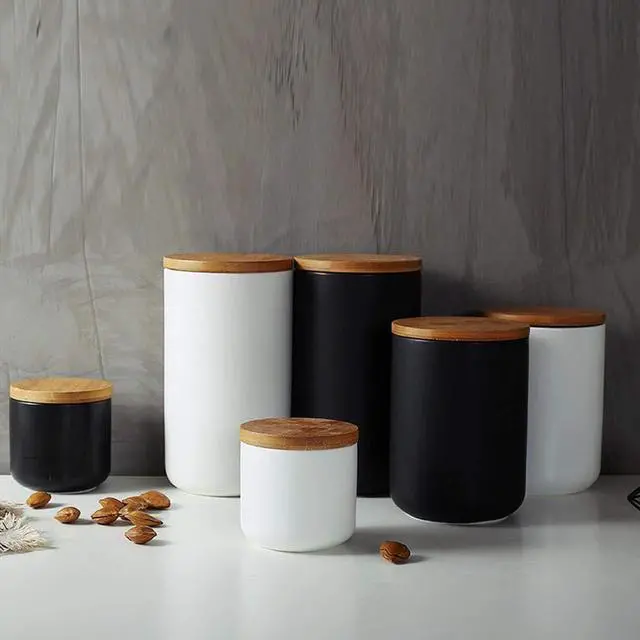 Alt view image 3 of 7 - Food Storage Jar Ceramic Canisters With Airtight Seal Lid S 8.7oz