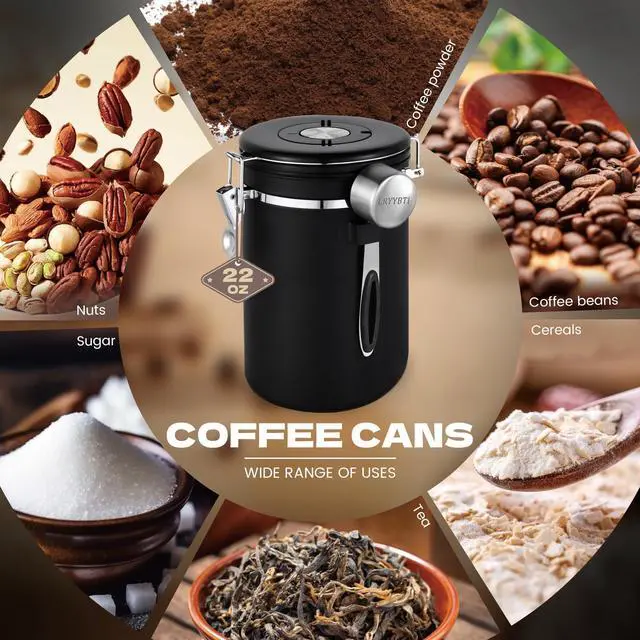 Alt view image 6 of 7 - Coffee Canisters with Window,Scoop and Airtight Lid Stainless Steel Kitchen Bean Storage Grounds Container Date Tracker and Scoop for Grounds Coffee Bar Accessories Beans, Cereal, Sugar