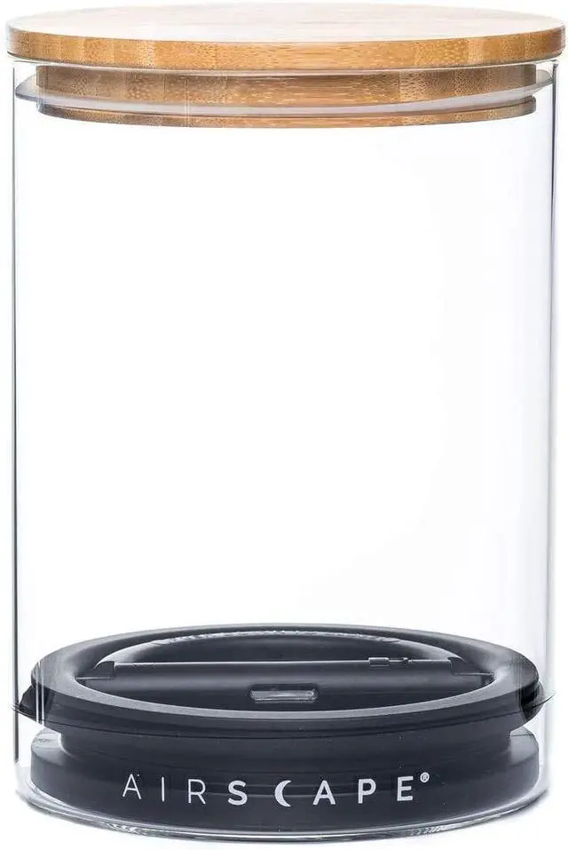 Main image of Glass Food Storage Canister - Glass Storage With US Patented Airless Inner Lid & Bamboo Top Lid - Preserves Food Freshness (Medium 7-Inch)
