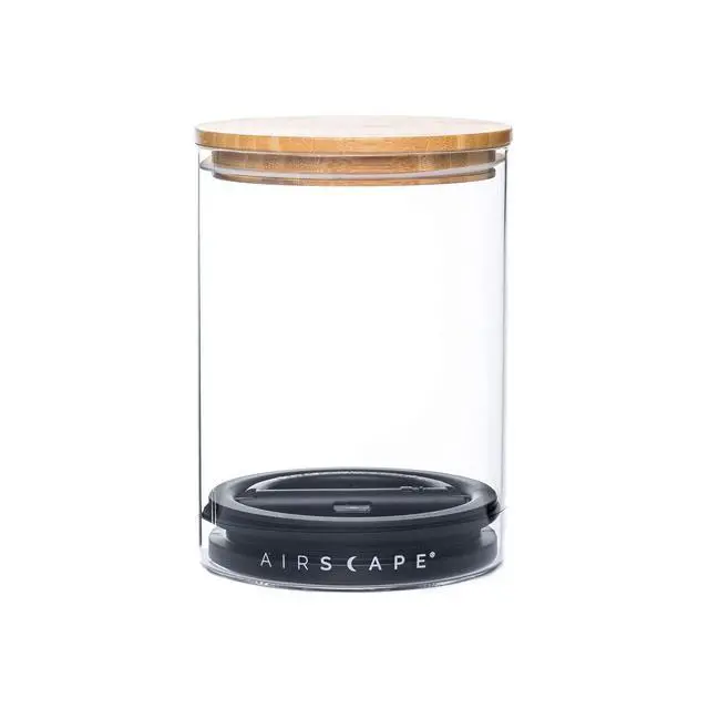 Alt view image 3 of 7 - Glass Food Storage Canister - Glass Storage With US Patented Airless Inner Lid & Bamboo Top Lid - Preserves Food Freshness (Medium 7-Inch)
