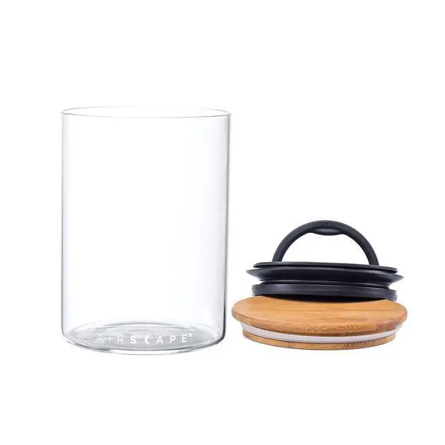 Alt view image 4 of 7 - Glass Food Storage Canister - Glass Storage With US Patented Airless Inner Lid & Bamboo Top Lid - Preserves Food Freshness (Medium 7-Inch)