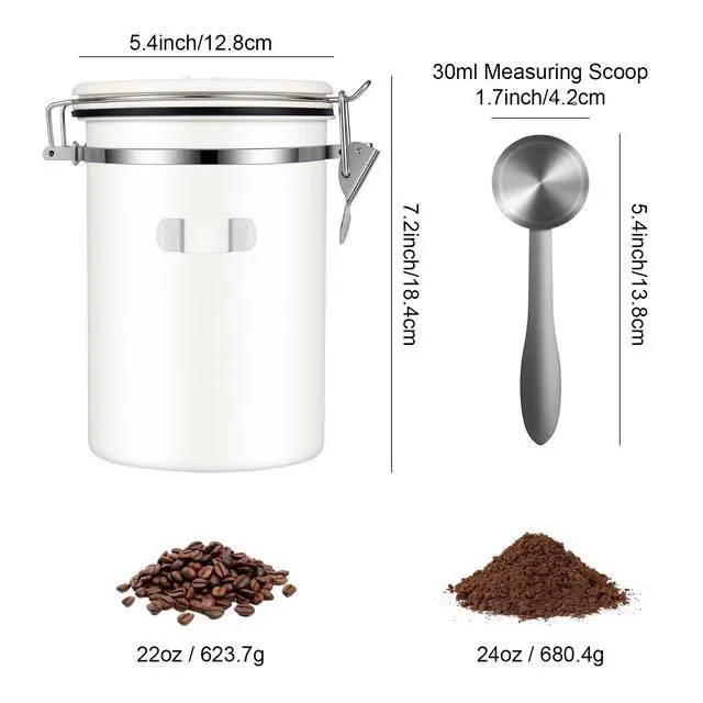 Alt view image 3 of 7 - Stainless Steel Coffee Canister - 22OZ Airtight Coffee Bean Storage Grounds Container Holder with Date Tracker & Measuring Scoop, Kitchen Food Canister Jar for Cereal, Sugar, Tea, Flour, Gifts