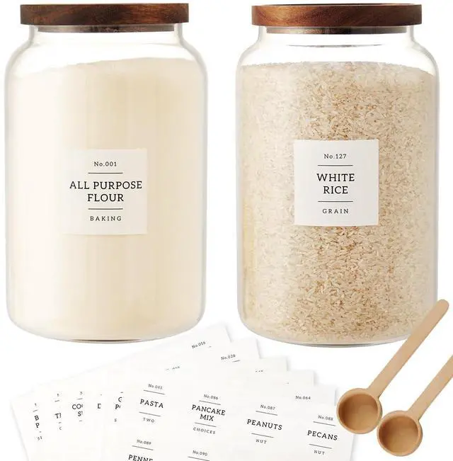 Main image of 2 PCS Large Glass Jar with Airtight Lid, Glass Food Storage Jars for Tea,Spice,Cereal, Egg,Flour,Coffee and More(1 gallon/4000 ml)