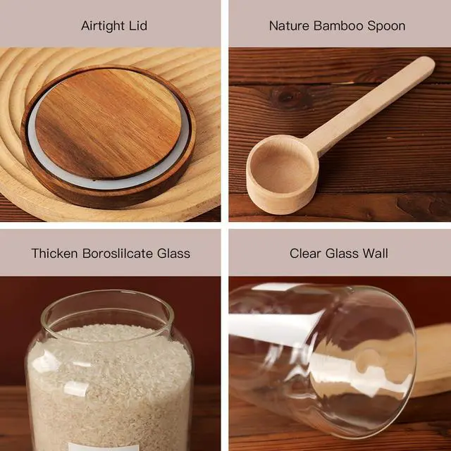 Alt view image 4 of 6 - 2 PCS Large Glass Jar with Airtight Lid, Glass Food Storage Jars for Tea,Spice,Cereal, Egg,Flour,Coffee and More(1 gallon/4000 ml)