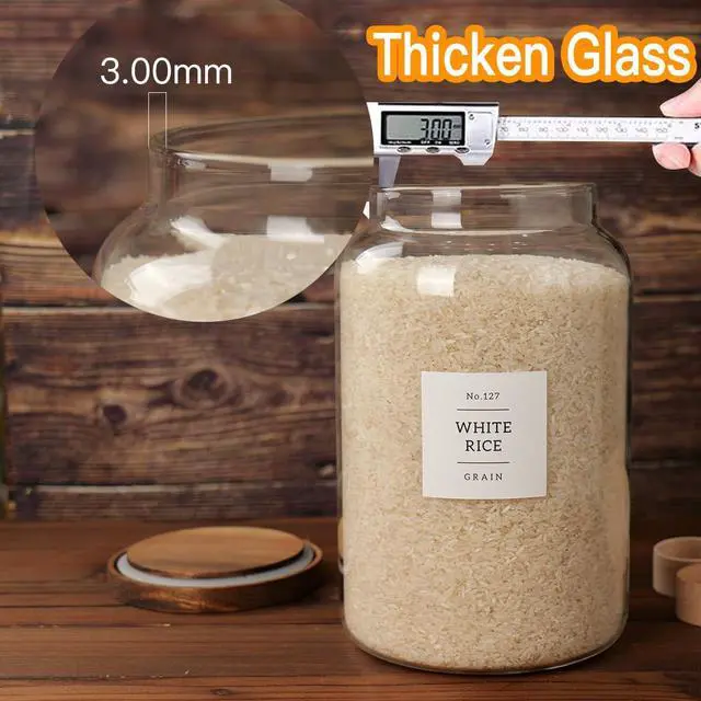 Alt view image 3 of 6 - 2 PCS Large Glass Jar with Airtight Lid, Glass Food Storage Jars for Tea,Spice,Cereal, Egg,Flour,Coffee and More(1 gallon/4000 ml)