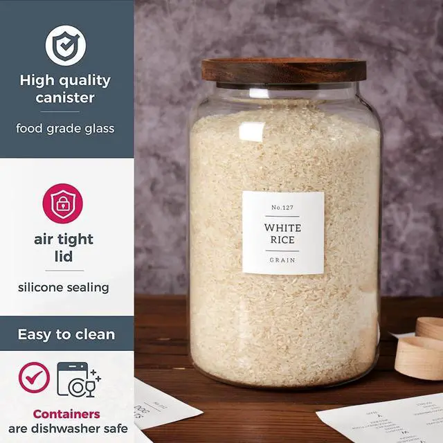 Alt view image 6 of 6 - 2 PCS Large Glass Jar with Airtight Lid, Glass Food Storage Jars for Tea,Spice,Cereal, Egg,Flour,Coffee and More(1 gallon/4000 ml)