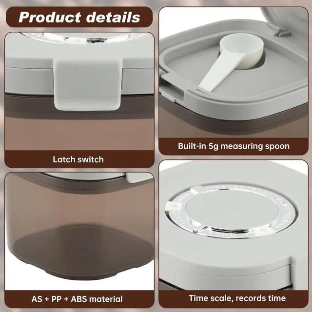 Alt view image 3 of 7 - Airtight Coffee Canister, Coffee and Dry Food Storage Container with Scoop, Stackable Kitchen Food Storage Jar for Flour, Sugar and Tea(800 ml)