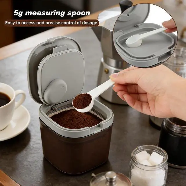 Alt view image 5 of 7 - Airtight Coffee Canister, Coffee and Dry Food Storage Container with Scoop, Stackable Kitchen Food Storage Jar for Flour, Sugar and Tea(800 ml)