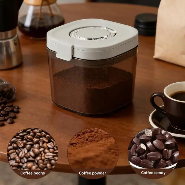 Alt view image 7 of 7 - Airtight Coffee Canister, Coffee and Dry Food Storage Container with Scoop, Stackable Kitchen Food Storage Jar for Flour, Sugar and Tea(800 ml)