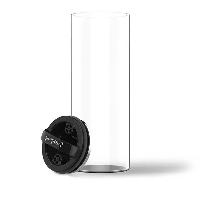 Alt view image 4 of 6 - Evak Compact Airtight Food Storage Container, Large (6" x 3.75") Glass Canister with Black Gloss Handle, Vacuum Seal Keeps Food Fresh Longer, Ideal for Coffee, Tea & Pantry Storage