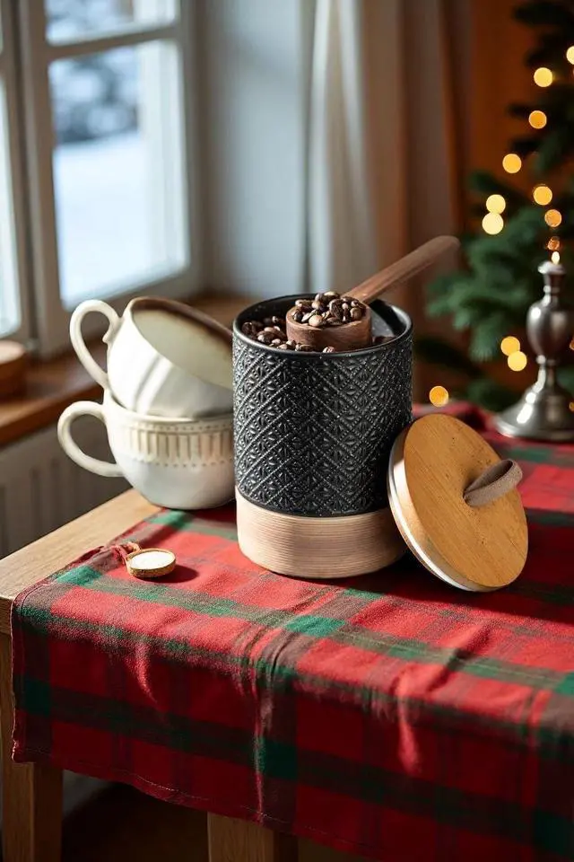 Alt view image 2 of 7 - Ceramic Jar with Lid, Airtight Coffee Container, Kitchen Food Storage Jar for Coffee Bean Spice Sugar Cookie, Stackable Decorative Jars for Housewarming Gift, Coffee Bar Decor, Black 28 fl.oz