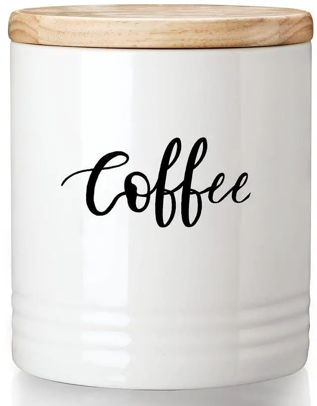 Main image of Porcelain Food Storage Containers with Lid, Small Size Design & Saves Space, 4.5 Inch White, Labeled Coffee