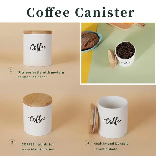 Alt view image 2 of 7 - Porcelain Food Storage Containers with Lid, Small Size Design & Saves Space, 4.5 Inch White, Labeled Coffee