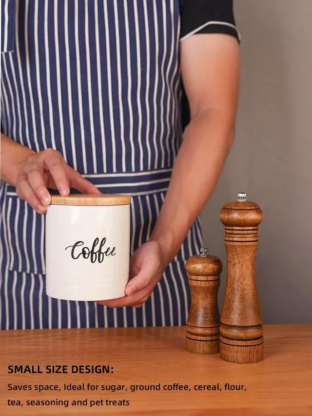 Alt view image 4 of 7 - Porcelain Food Storage Containers with Lid, Small Size Design & Saves Space, 4.5 Inch White, Labeled Coffee