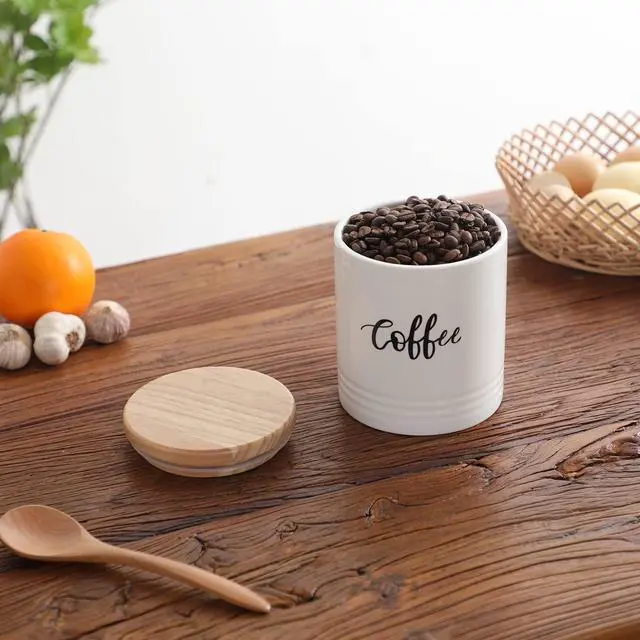 Alt view image 5 of 7 - Porcelain Food Storage Containers with Lid, Small Size Design & Saves Space, 4.5 Inch White, Labeled Coffee