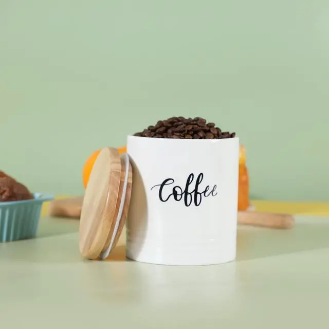 Alt view image 7 of 7 - Porcelain Food Storage Containers with Lid, Small Size Design & Saves Space, 4.5 Inch White, Labeled Coffee