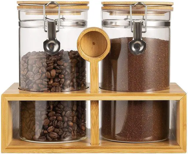Main image of Coffee Container with Shelf: 2P 45OZ Glass Airtight Coffee Holder