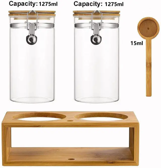 Alt view image 2 of 7 - Coffee Container with Shelf: 2P 45OZ Glass Airtight Coffee Holder