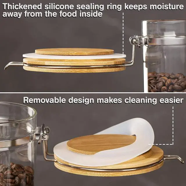 Alt view image 3 of 7 - Coffee Container with Shelf: 2P 45OZ Glass Airtight Coffee Holder