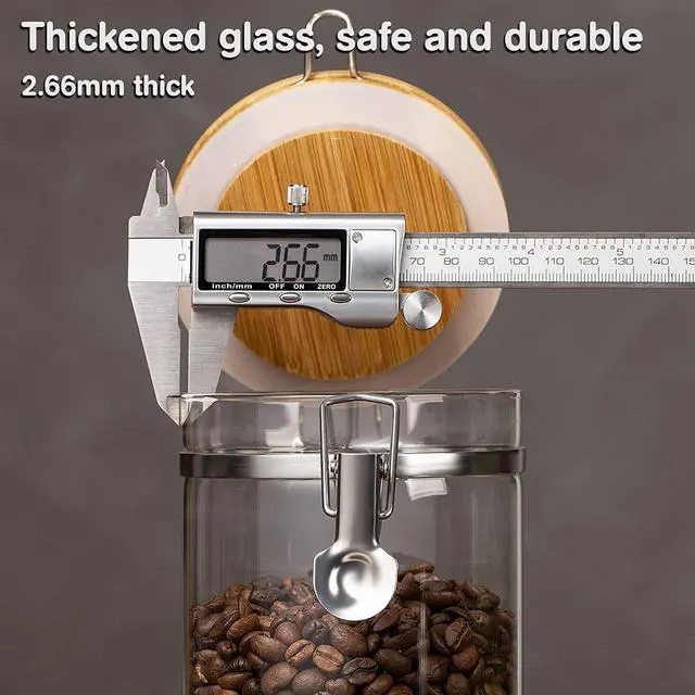 Alt view image 4 of 7 - Coffee Container with Shelf: 2P 45OZ Glass Airtight Coffee Holder