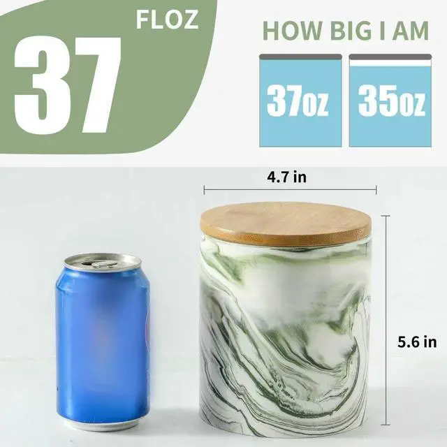 Alt view image 2 of 7 - Green Food Storage Jar Strong Ceramic Storage Canisters with Airtight Seal Bamboo Lid Modern Design Seal Damp-Proof Kitchen Jar for Coffee, Tea,coffee