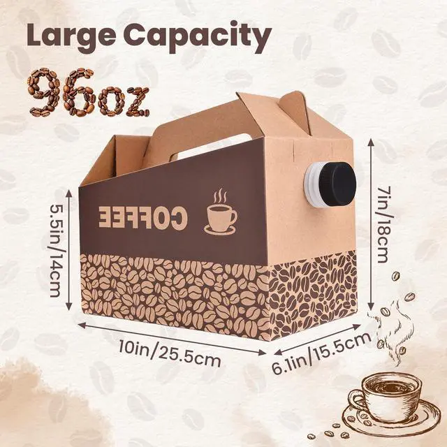 Alt view image 2 of 7 - 10 Pack 96 oz Disposable Coffee Dispensers, Coffee Box with Handle, easy to carry,suitable for storing hot and cold drinks, coffee boxes for catering, suitable for catering services, offices.