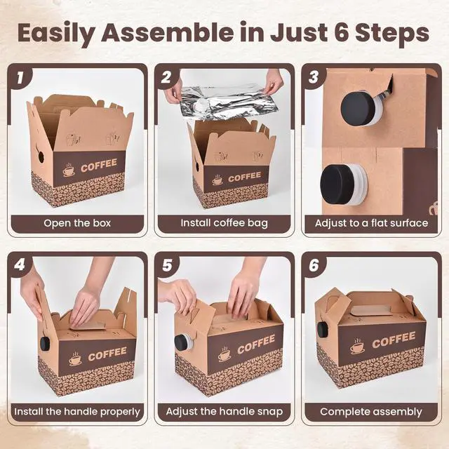 Alt view image 4 of 7 - 10 Pack 96 oz Disposable Coffee Dispensers, Coffee Box with Handle, easy to carry,suitable for storing hot and cold drinks, coffee boxes for catering, suitable for catering services, offices.