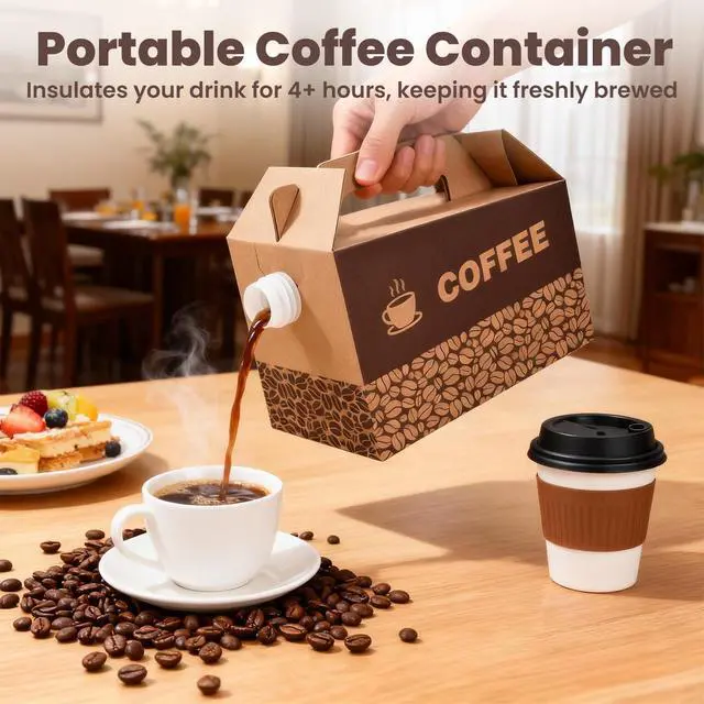 Alt view image 5 of 7 - 10 Pack 96 oz Disposable Coffee Dispensers, Coffee Box with Handle, easy to carry,suitable for storing hot and cold drinks, coffee boxes for catering, suitable for catering services, offices.