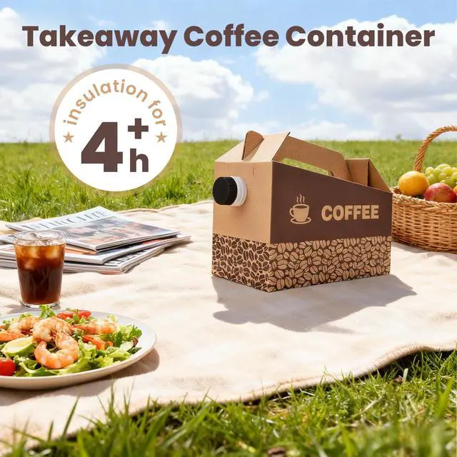 Alt view image 6 of 7 - 10 Pack 96 oz Disposable Coffee Dispensers, Coffee Box with Handle, easy to carry,suitable for storing hot and cold drinks, coffee boxes for catering, suitable for catering services, offices.