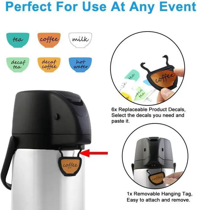 Alt view image 5 of 7 - Airpot Coffee Dispenser Thermal with Pump,3L/102 Oz Insulated Stainless Steel Large Airpot Coffee Carafe Lever Action for Hot/Cold Water,Thermal Carafe for Hot Cocoa for Parties