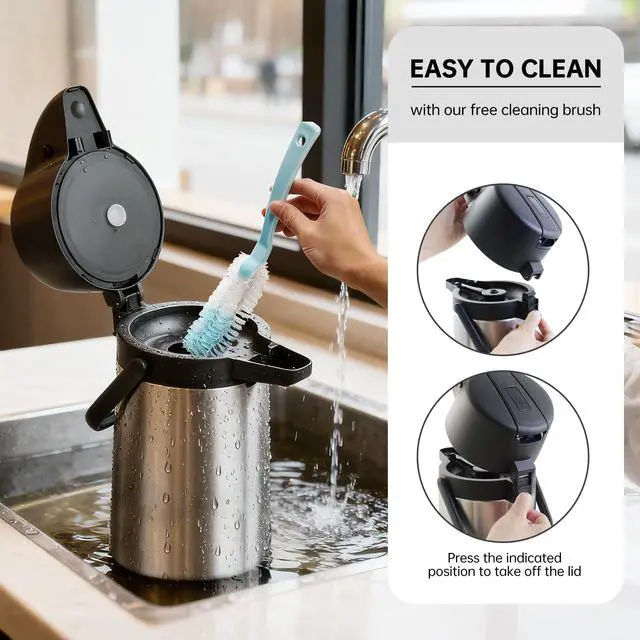 Alt view image 7 of 7 - Airpot Coffee Dispenser Thermal with Pump,3L/102 Oz Insulated Stainless Steel Large Airpot Coffee Carafe Lever Action for Hot/Cold Water,Thermal Carafe for Hot Cocoa for Parties
