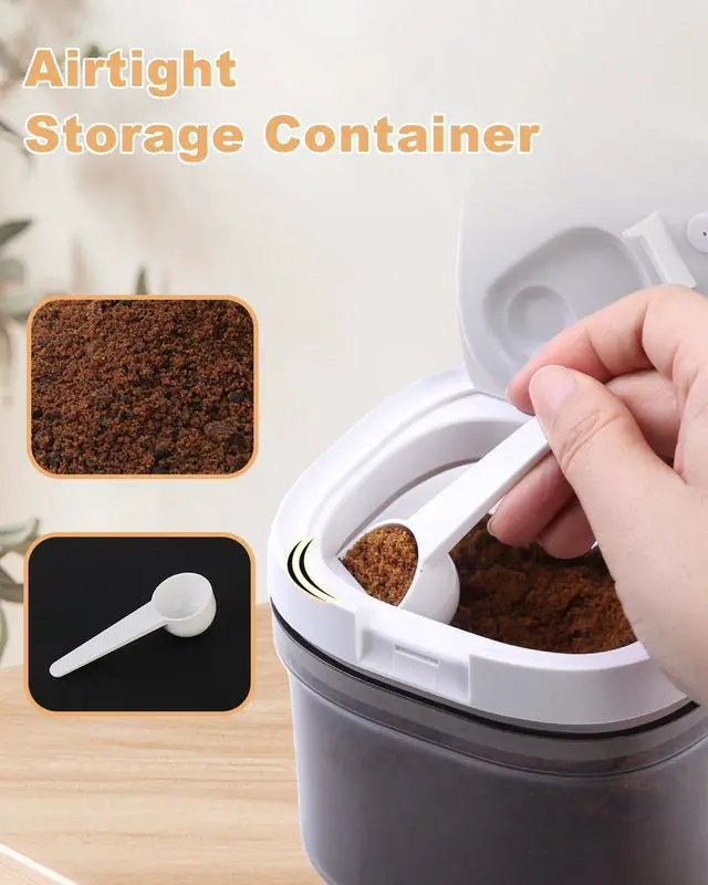 Alt view image 6 of 7 - Airtight Coffee Storage Container with Magnetic Scoop, 0.7 Qt Coffee Bean and Ground Coffee Canister, Durable, Keeps Coffee Fresh & Dry, Easy to Clean