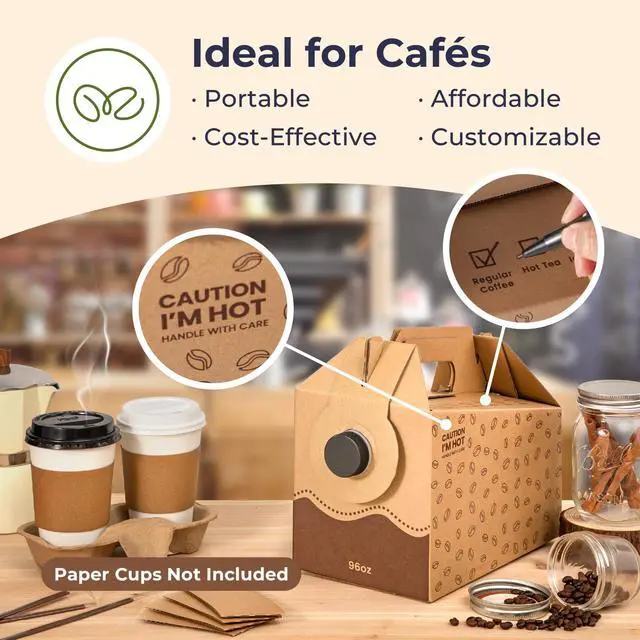 Alt view image 4 of 7 - 5 Pack 96 oz Disposable Coffee Dispensers with Handle, Insulated to Go Storage Containers, Portable Coffee Box Cold Hot Drink Dispenser Bulk for Party, Catering, Office, Take Out