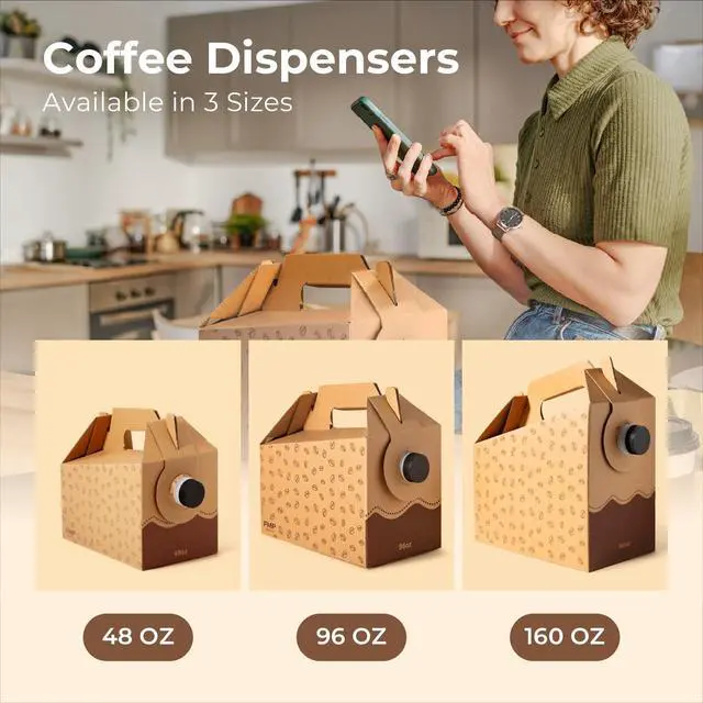 Alt view image 5 of 7 - 5 Pack 96 oz Disposable Coffee Dispensers with Handle, Insulated to Go Storage Containers, Portable Coffee Box Cold Hot Drink Dispenser Bulk for Party, Catering, Office, Take Out