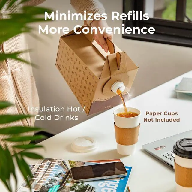 Alt view image 7 of 7 - 5 Pack 96 oz Disposable Coffee Dispensers with Handle, Insulated to Go Storage Containers, Portable Coffee Box Cold Hot Drink Dispenser Bulk for Party, Catering, Office, Take Out