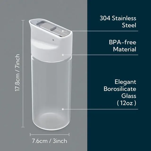 Alt view image 5 of 6 - Glass Creamer with Fresh-Keeping Lock Mechanism, Drip-free Spout, 12 oz Milk Pitcher with Lid, Borosilicate Glass Creamer Container, Dishwasher Safe