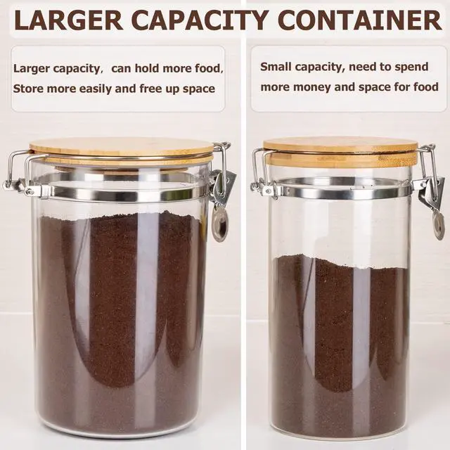 Alt view image 3 of 7 - Coffee Container for Ground Coffee,2×58OZ Storage Containers with Shelf & Scoop,Plastics Airtight Coffee Canisters for Ground Coffee Bean,Food Storage Jars for Kitchen,Nuts,Tea,Sugar