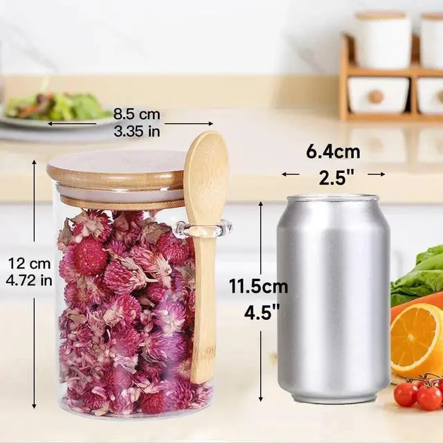 Alt view image 2 of 7 - Airtight Food Storage Containers with Bamboo Lids and Spoon for Coffee Beans, Flour, Cookie, Sugar, Tea, Nuts and Spice Bath salt and more(1 Pack)