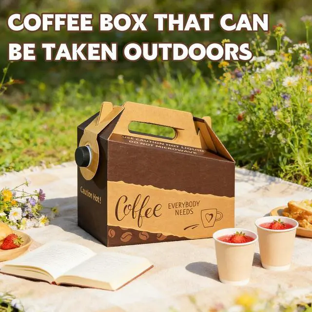 Alt view image 7 of 7 - 5 Pack 128 oz Disposable Coffee Box Dispensers, Insulated Coffee to Go Container with Handle & Lids, Portable Cold Hot Drink Dispenser for Catering Parties Take Out