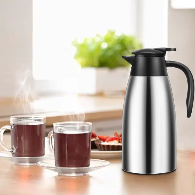Alt view image 6 of 7 - 2 PCS 68 OZ Thermal Coffee Carafe, Insulated Stainless Steel Coffee Carafe Double Walled Vacuum Thermal Pot Flask with Brushes for Keeping Hot Coffee Tea Home and Office (Silver)