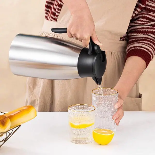 Alt view image 7 of 7 - 2 PCS 68 OZ Thermal Coffee Carafe, Insulated Stainless Steel Coffee Carafe Double Walled Vacuum Thermal Pot Flask with Brushes for Keeping Hot Coffee Tea Home and Office (Silver)