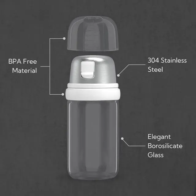 Alt view image 5 of 7 - 2 in 1 Glass Salt and Pepper Shaker with Side Pour Spout, Built-in Lid for Moisture-proof, Elegant Borosilicate Glass Salt Pepper Dispenser set for Kitchen, BPA Free, 4oz (White)