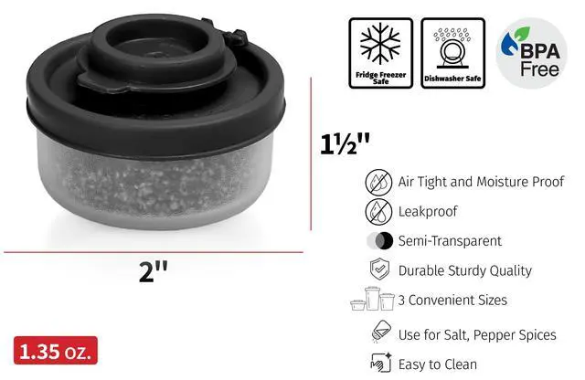 Alt view image 6 of 6 - Salt and Pepper Shakers Moisture Proof Mini Salt Shaker to go Camping Picnic Outdoors Kitchen Lunch Boxes Travel Spice Set Clear with colored lids Plastic Airtight Dispenser (Small,3 pack)
