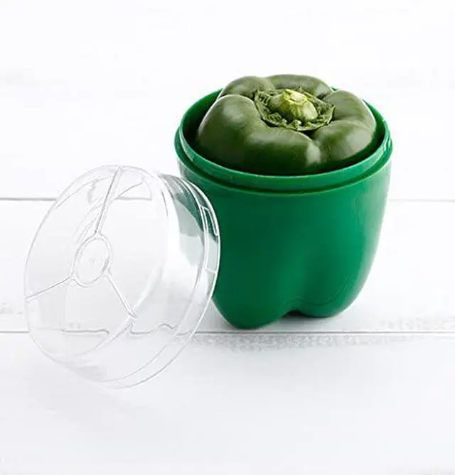 Alt view image 4 of 4 - Green Pepper Storage Containers, Reusable Green Pepper Keeper for Refrigerator, Individual Red Pepper Saver Holder Organizer for Fridge to Keep Green Pepper Fresh