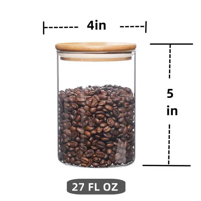 Alt view image 6 of 6 - Glass Food Storage Containers with Bamboo Lids Large Glass Food Storage Jars for Coffee Bar Tea Sugar (Clear Glass)