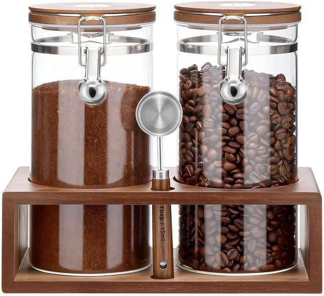 Main image of Coffee Bean Storage 45 oz with Bamboo Shelf,Coffee Canister 2 Pack