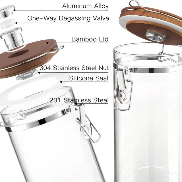 Alt view image 2 of 7 - Coffee Bean Storage 45 oz with Bamboo Shelf,Coffee Canister 2 Pack