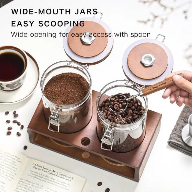 Alt view image 6 of 7 - Coffee Bean Storage 45 oz with Bamboo Shelf,Coffee Canister 2 Pack